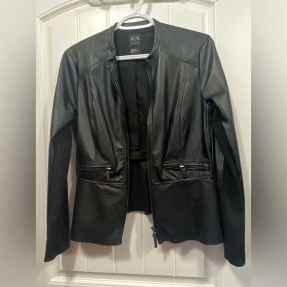 Woman’s black Armani exchange faux leather jacket size medium - Picture 1 of 6